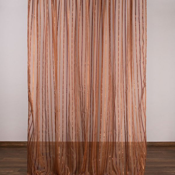 Κουρτίνα nx6104 (280cm x 300cm) με τρέσα καφέ SilkFashion