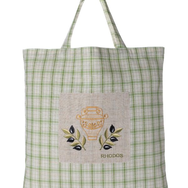 Τσάντα με κέντημα 1312 (45cm x 45cm) πράσινη RHODES SilkFashion