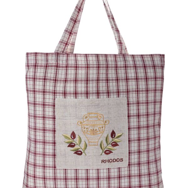 Τσάντα με κέντημα 1312 (45cm x 45cm) κόκκινη RHODES SilkFashion