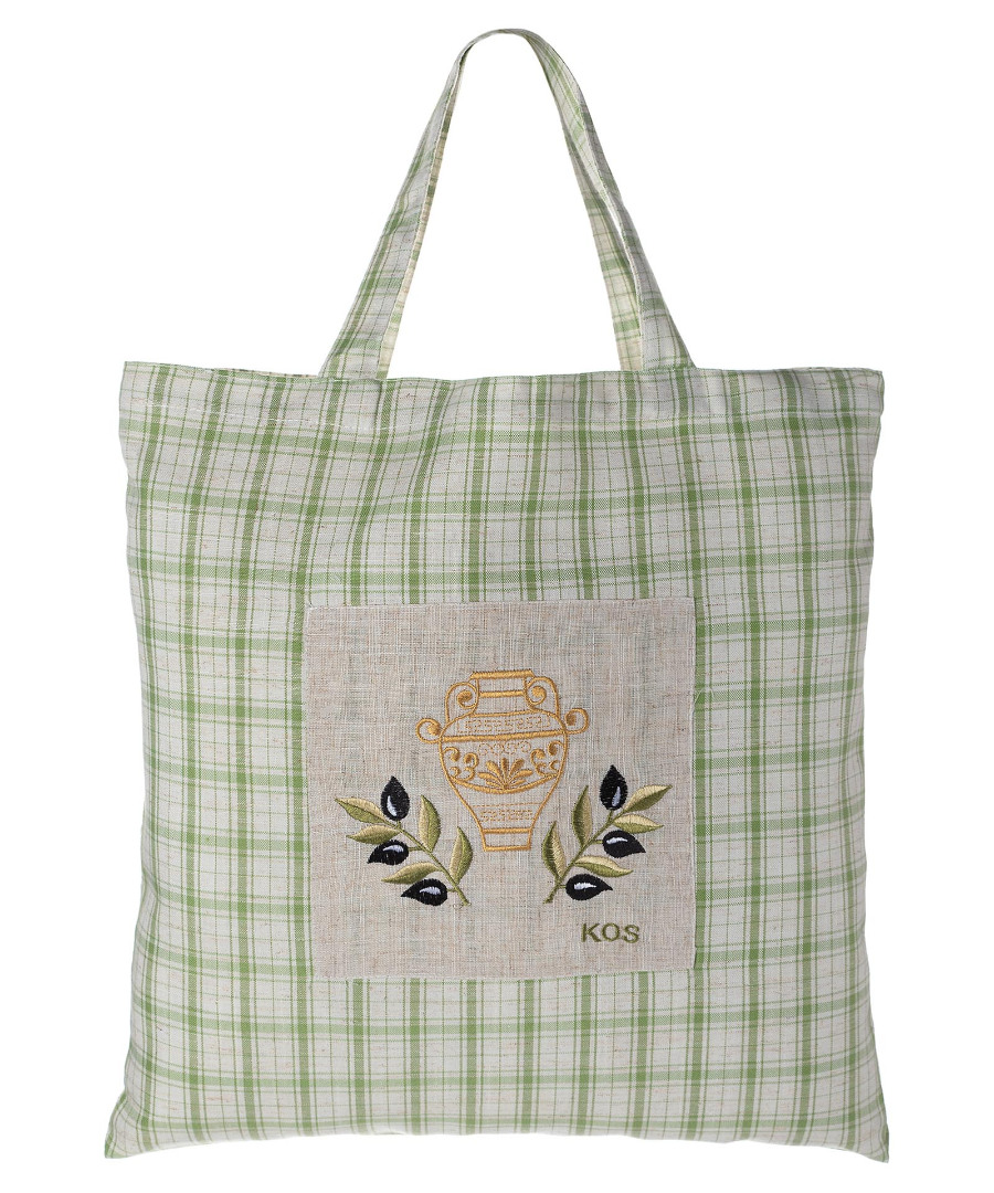 Untitled-2388 Τσάντα με κέντημα 1312 (45cm x 45cm) πράσινη KOS SilkFashion - Image 1