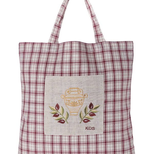 Τσάντα με κέντημα 1312 (45cm x 45cm) κόκκινη KOS SilkFashion