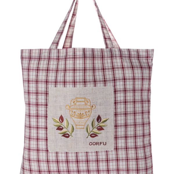 Τσάντα με κέντημα 1312 (45cm x 45cm) κόκκινη CORFU SilkFashion