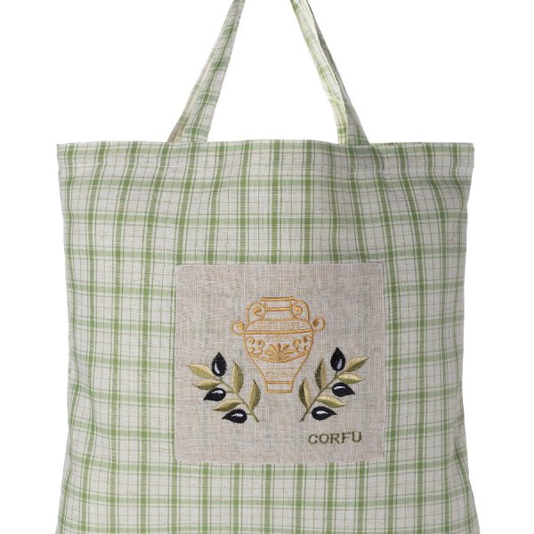 Τσάντα με κέντημα 1312 (45cm x 45cm) πράσινη CORFU SilkFashion