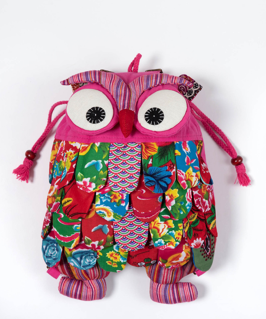 Untitled-2406 Σακίδιο κουκουβάγια (35cm x 28cm) ρόζ SilkFashion - Image 1