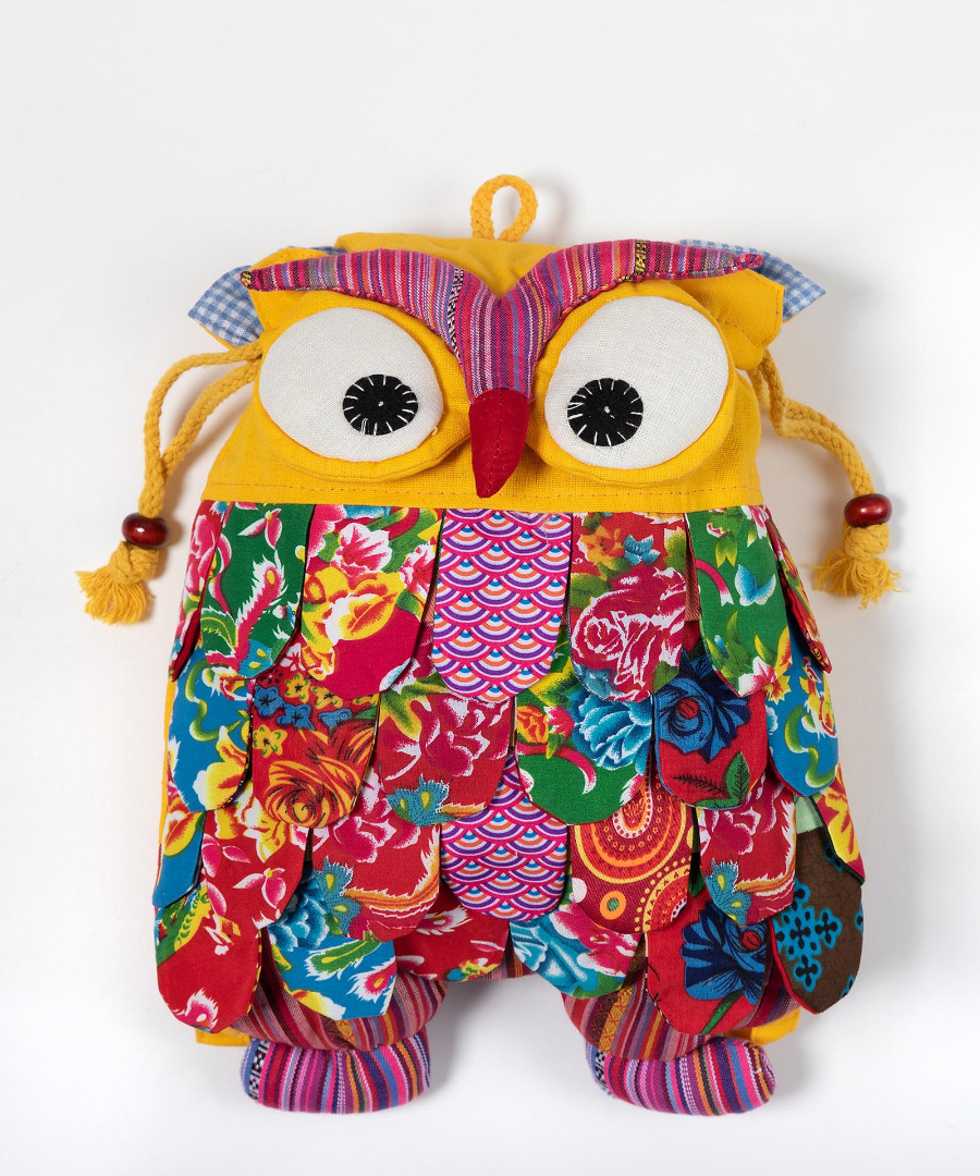 Untitled-2409 Σακίδιο κουκουβάγια (35cm x 28cm) κίτρινο SilkFashion - Image 1