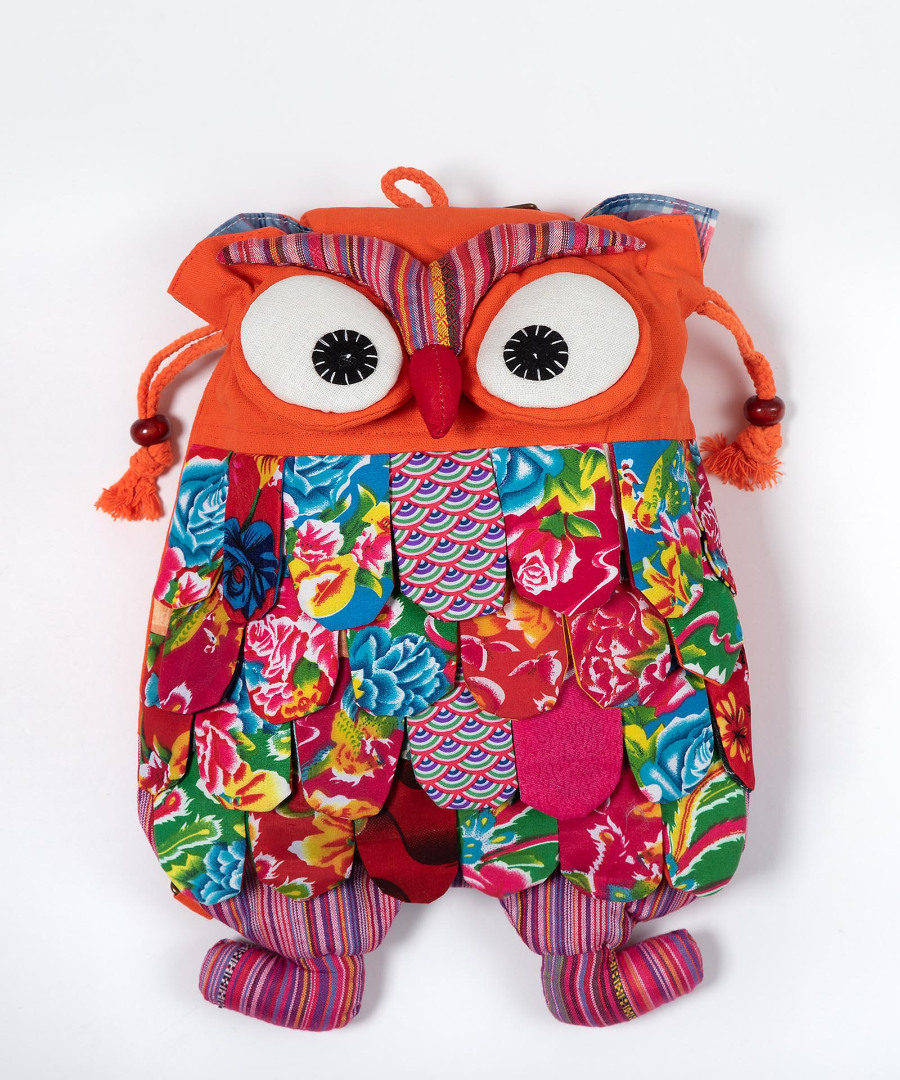 Untitled-2410 Σακίδιο κουκουβάγια (35cm x 28cm) πορτοκαλί SilkFashion - Image 1