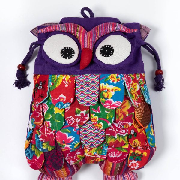 Σακίδιο κουκουβάγια (35cm x 28cm) μώβ SilkFashion