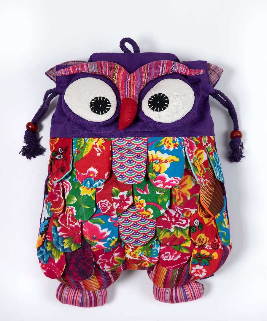 Untitled-2411 Σακίδιο κουκουβάγια (35cm x 28cm) μώβ SilkFashion - Image 1