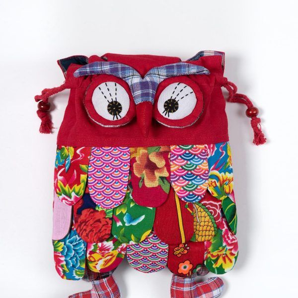 Σακίδιο κουκουβάγια (30cm x 24cm) κόκκινο SilkFashion