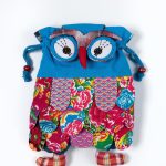 Σακίδιο κουκουβάγια (30cm x 24cm) σιέλ SilkFashion