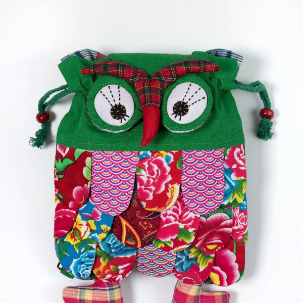 Σακίδιο κουκουβάγια (30cm x 24cm) πράσινο SilkFashion