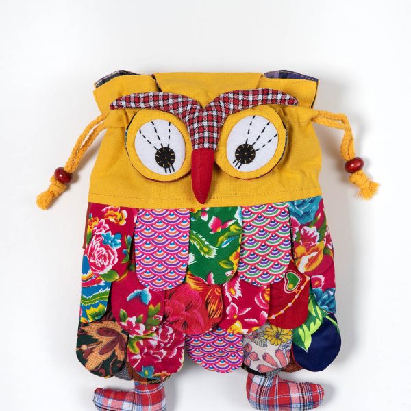 Σακίδιο κουκουβάγια (30cm x 24cm) κίτρινο SilkFashion