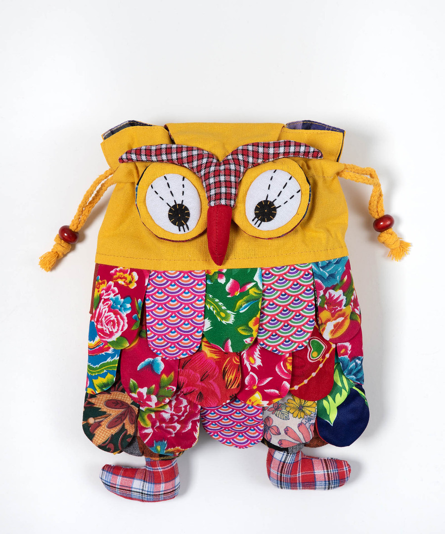 Untitled-2420 Σακίδιο κουκουβάγια (30cm x 24cm) κίτρινο SilkFashion - Image 1