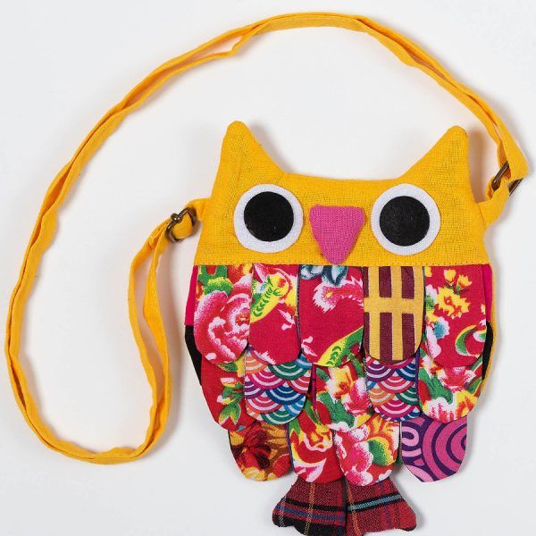 Πορτοφολάκι κουκουβάγια (18cm x 16cm) κίτρινο SilkFashion