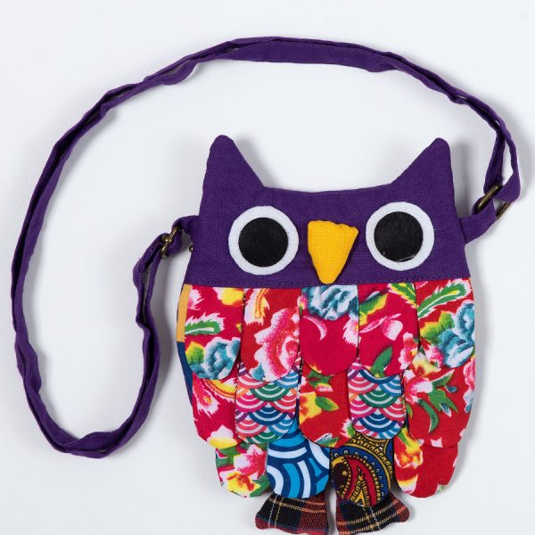 Πορτοφολάκι κουκουβάγια (18cm x 16cm) μώβ SilkFashion