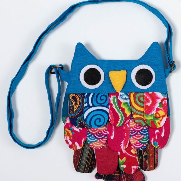 Πορτοφολάκι κουκουβάγια (18cm x 16cm) σιέλ SilkFashion