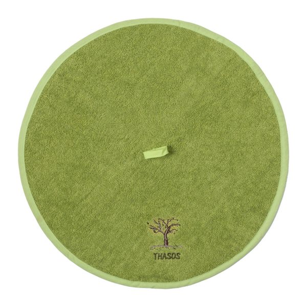 Στρογγυλή πετσέτα με κρεμαστράκι (48cm) πράσινο Θάσος SilkFashion