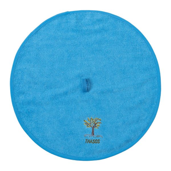 Στρογγυλή πετσέτα με κρεμαστράκι (48cm) μπλέ Θάσος SilkFashion