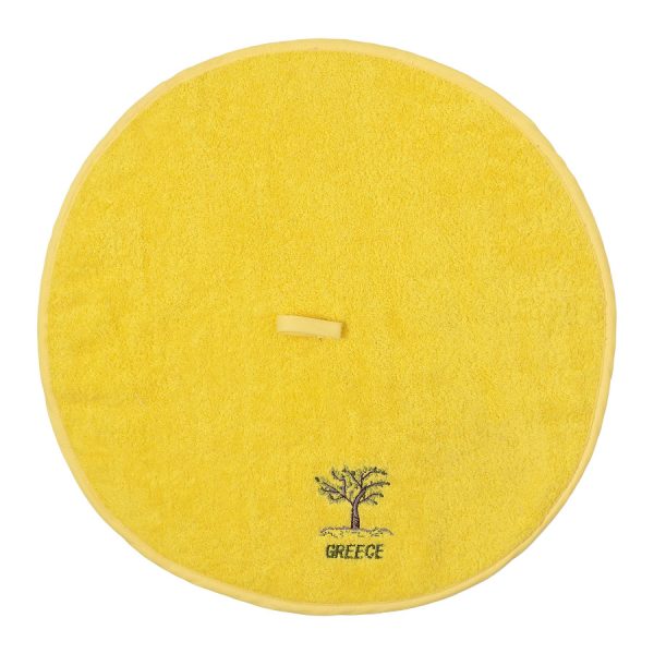 Στρογγυλή πετσέτα με κρεμαστράκι (48cm) κίτρινο GREECE SilkFashion