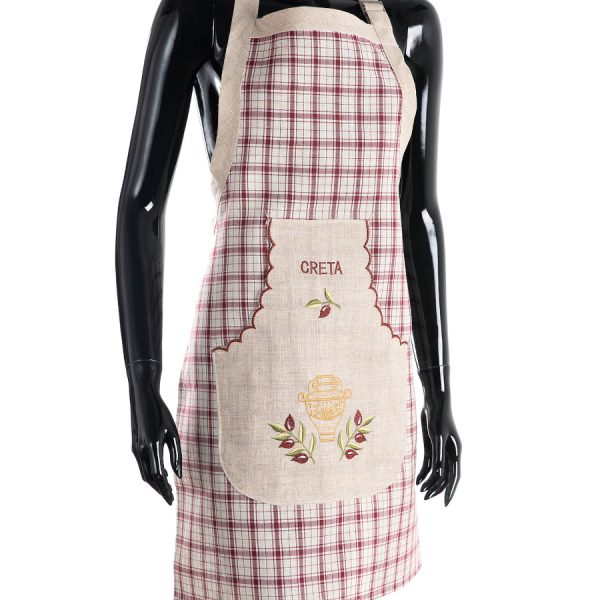 Ολόσωμη ποδιά 1312 (80cm x 55cm) κόκκινη CRETA SilkFashion