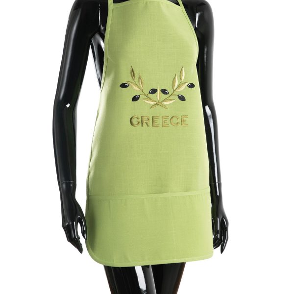 Ολόσωμη ποδιά BG23a (50cm x 70cm) πράσινη χρωματιστή ελιά GREECE SilkFashion