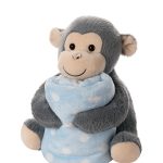 ΒΕΒΕ FLANNEL ΚΟΥΒΕΡΤΑΚΙ (80cm x 120cm) γκρί μαιμουδάκι σιέλ SilkFashion