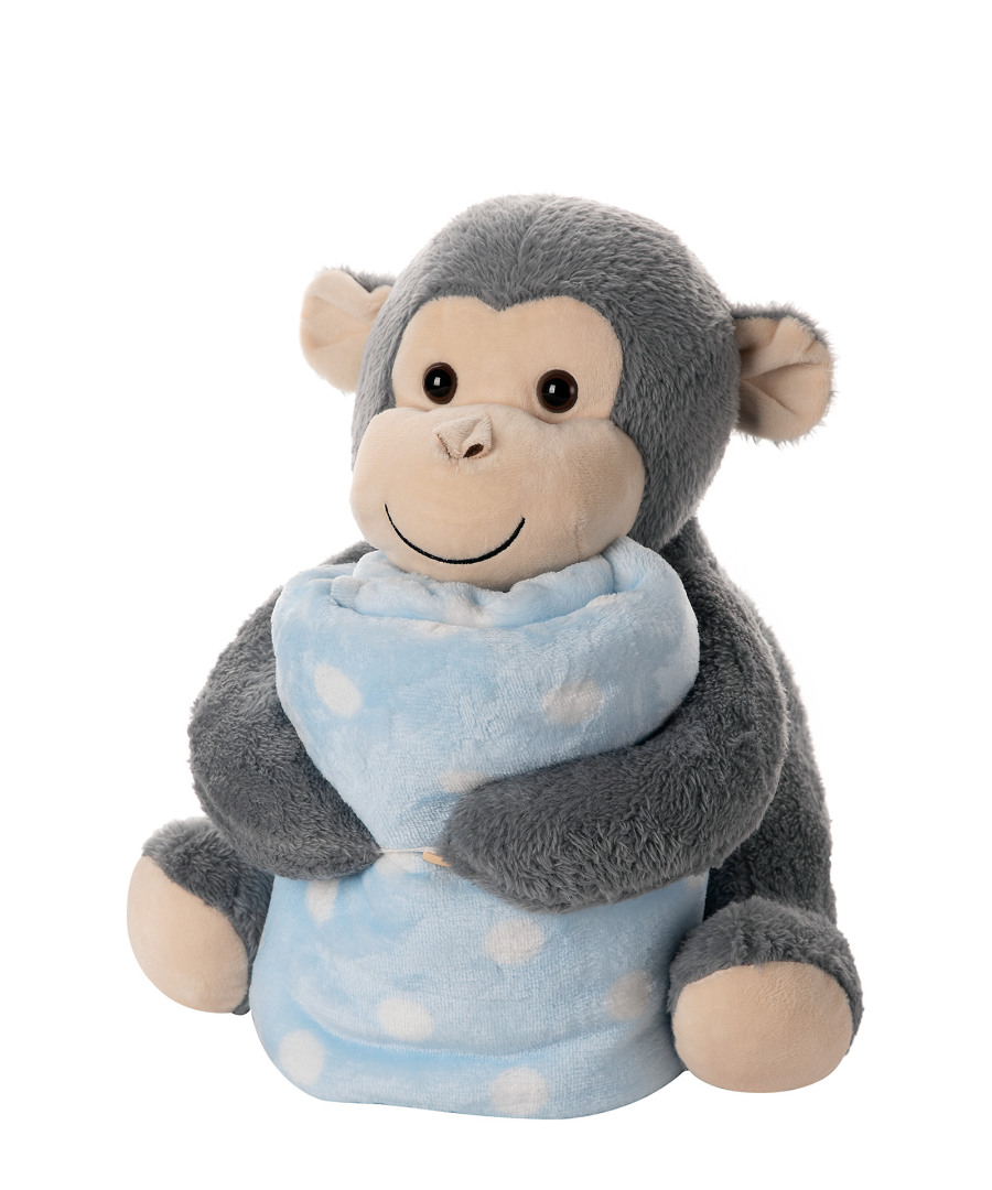 Untitled-2538 ΒΕΒΕ FLANNEL ΚΟΥΒΕΡΤΑΚΙ (80cm x 120cm) γκρί μαιμουδάκι σιέλ SilkFashion - Image 1