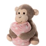 ΒΕΒΕ FLANNEL ΚΟΥΒΕΡΤΑΚΙ (80cm x 120cm) μπέζ μαιμουδάκι ρόζ SilkFashion