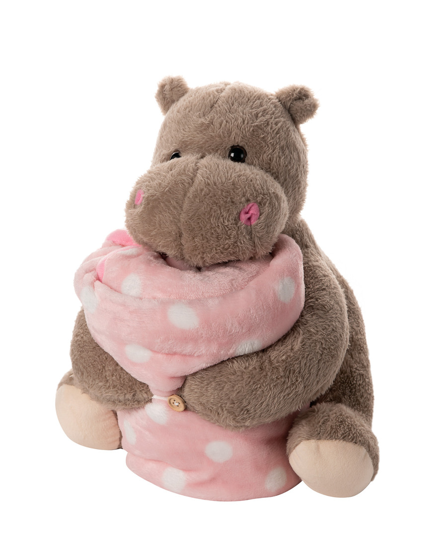 Untitled-2542 ΒΕΒΕ FLANNEL ΚΟΥΒΕΡΤΑΚΙ (80cm x 120cm) ιπποπόταμος ρόζ SilkFashion - Image 1