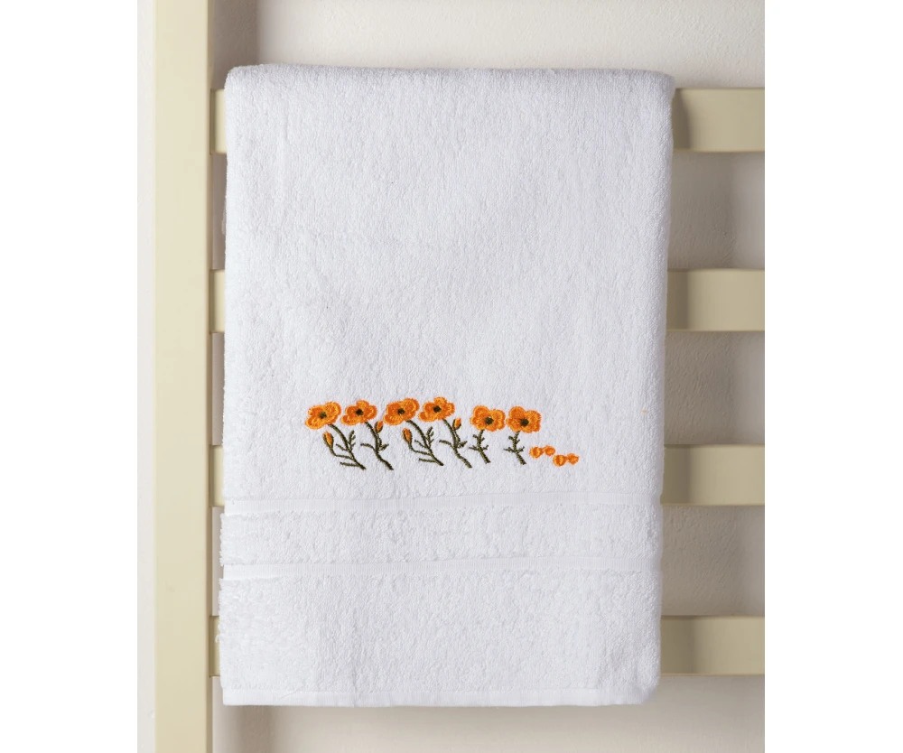 Untitled-2578-1000x834hwebp-1 Πετσέτα Προσώπου ( 50cm x 100cm ) Λευκό με Πορτοκαλί Λουλούδι SilkFashion - Image 1