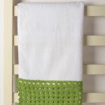 Πετσέτα Προσώπου (50cm x 100cm) με δαντέλα λευκό/πράσινο SilkFashion