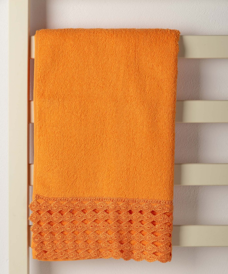 Untitled-2582 Πετσέτα Σώματος (100cm x 150cm) με δαντέλα πορτοκαλί SilkFashion - Image 1