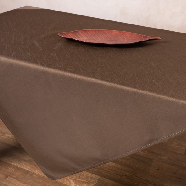 Σατέν τραπεζοκαρέ 2015 (130cm x 130cm) καφέ SilkFashion