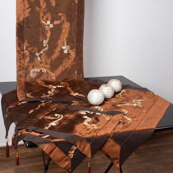 Σετ 4 τεμαχίων ( 40cm x 110cm 80cm x 80cm 2x37cm x 37cm )6271 Καφέ SilkFashion