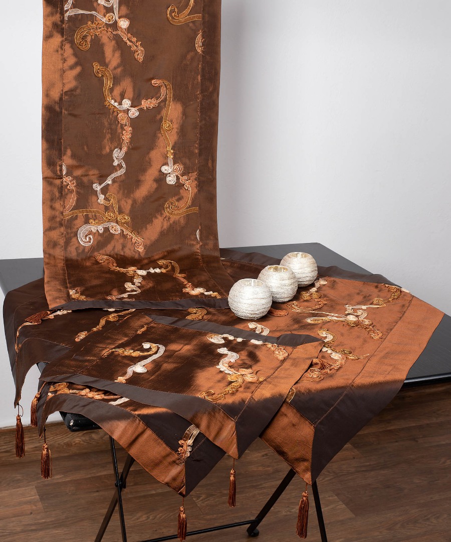 Untitled-2831 Σετ 4 τεμαχίων ( 40cm x 110cm 80cm x 80cm 2x37cm x 37cm )6271 Καφέ SilkFashion - Image 1