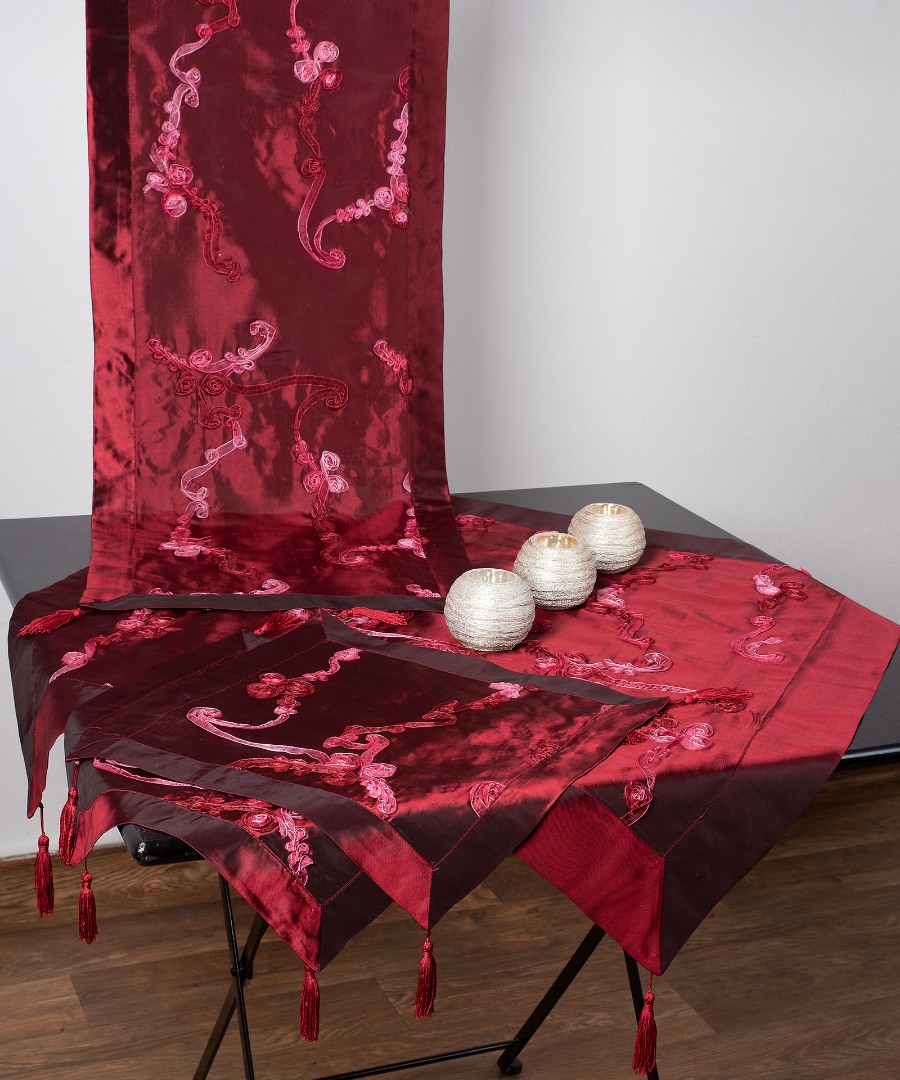 Untitled-2832 Σετ 4 τεμαχίων ( 40cm x 110cm 80cm x 80cm 2x37cm x 37cm )6271 Μπορντώ SilkFashion - Image 1