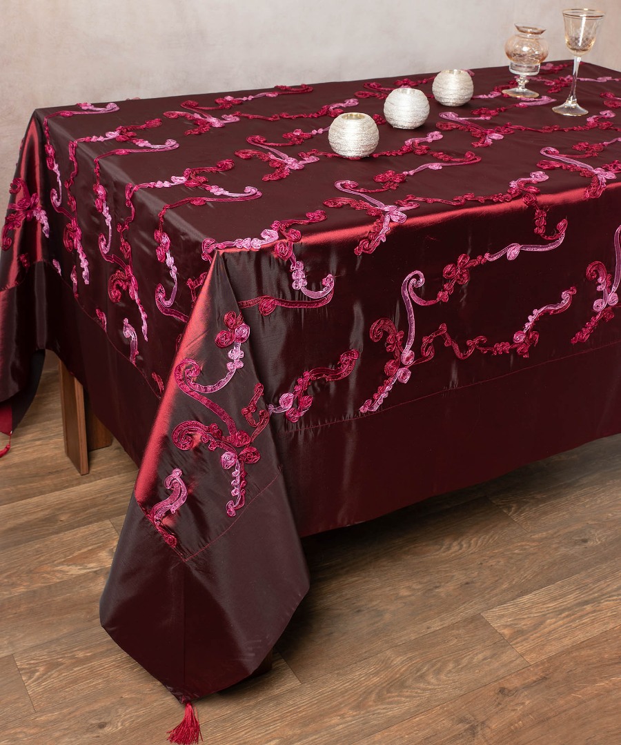 Untitled-2846 Σατέν Τραπεζομάντηλο ( 180cm x 220cm ) 6271 Μπορντώ SilkFashion - Image 1