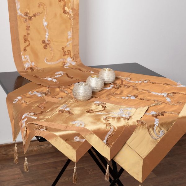 Σετ 4 τεμαχίων ( 40cm x 110cm 80cm x 80cm 2x37cm x 37cm )6271 Χρυσό SilkFashion