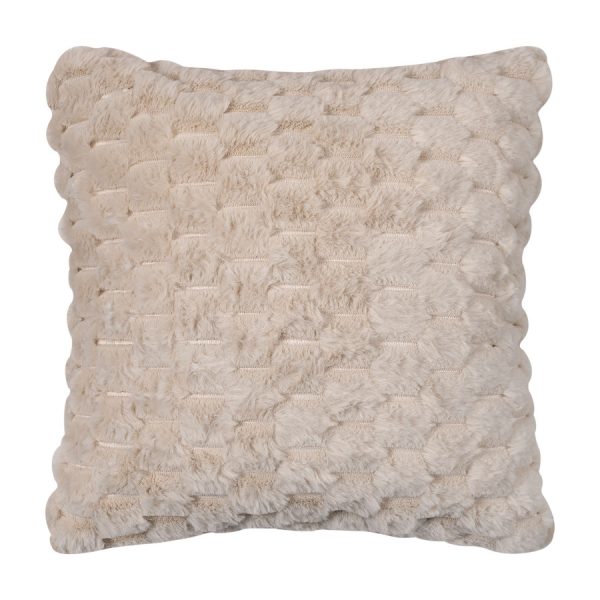 Γούνινη διακοσμητική μαξιλαροθήκη mink (45cm x 45cm) ivory SilkFashion