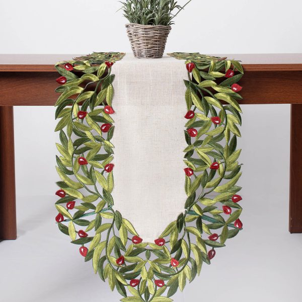 Τραβέρσα 2353 (45cm x 170cm) κόκκινη ελιά SilkFashion