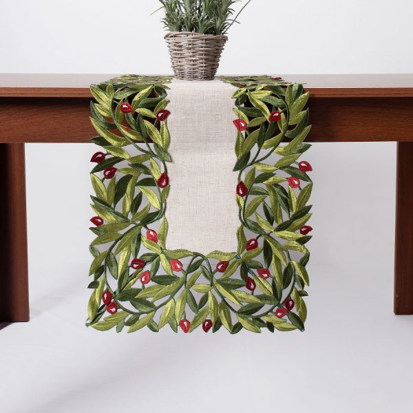 Τραβέρσα 2353 (40cm x 100cm) κόκκινη ελιά SilkFashion