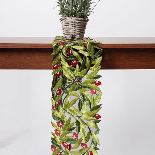 Τραβέρσα 2352 (20cm x 160cm) κόκκινη ελιά SilkFashion