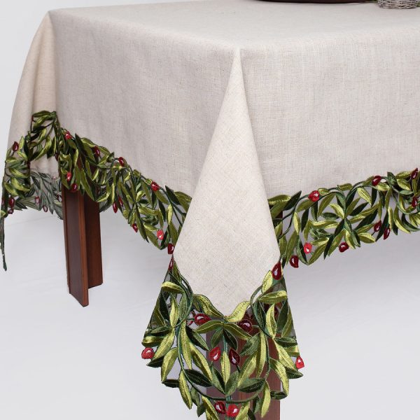 Τραπεζομάντηλο 2353 (160cm x 210cm) κόκκινη ελιά SilkFashion