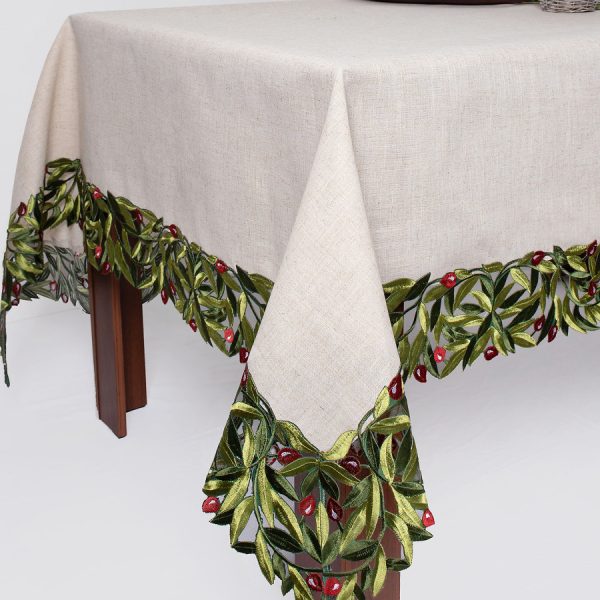 Τραπεζομάντηλο 2353 (160cm x 300cm) κόκκινη ελιά SilkFashion