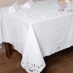 Χειροποίητο κοφτό τραπεζομάντηλο 950 (180cm x 260cm) λευκό SilkFashion