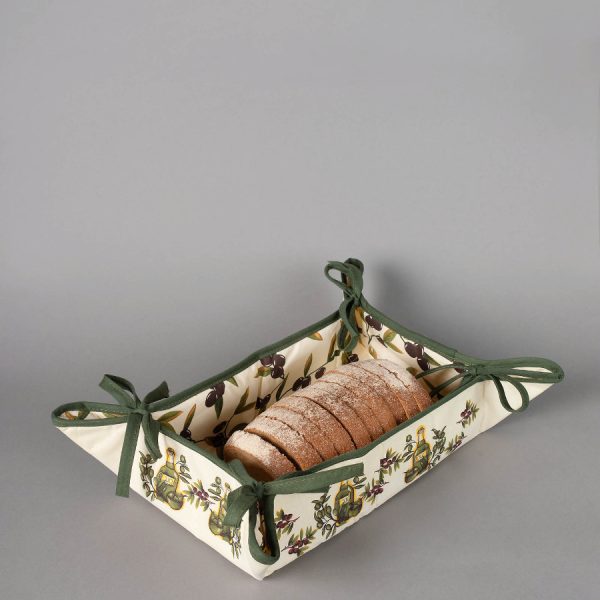 Βαμβακερή ψωμιέρα με στάμπα (33cm x 48cm) μπουκάλι εκρού SilkFashion