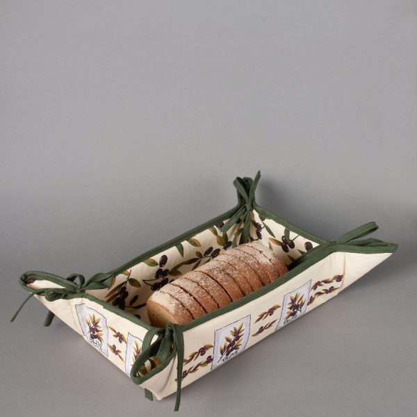 Βαμβακερή ψωμιέρα με στάμπα (33cm x 48cm) ελιά εκρού SilkFashion