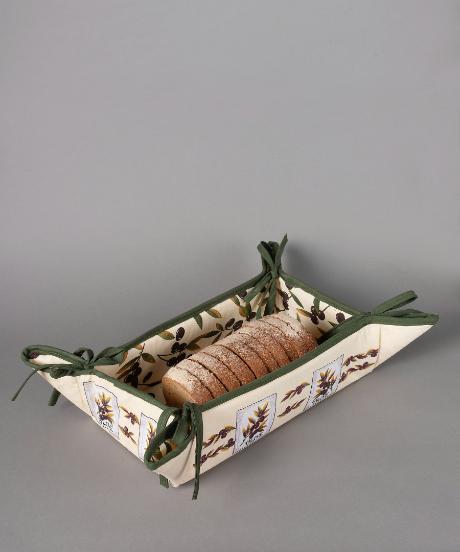 Untitled-2914 Βαμβακερή ψωμιέρα με στάμπα (33cm x 48cm) ελιά εκρού SilkFashion - Image 1