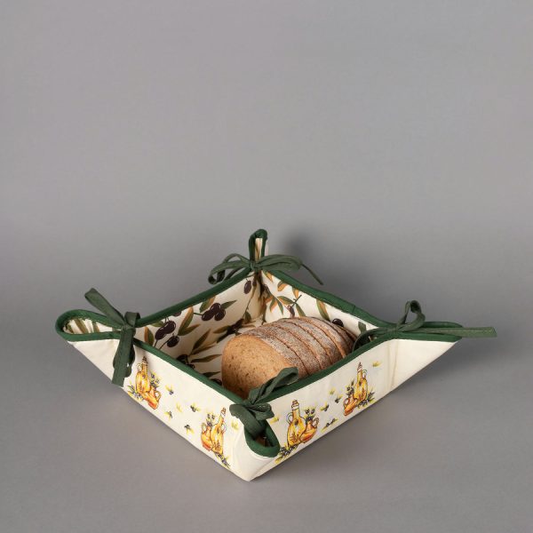 Βαμβακερή ψωμιέρα με στάμπα (35cm x 35cm) κανάτα εκρού SilkFashion