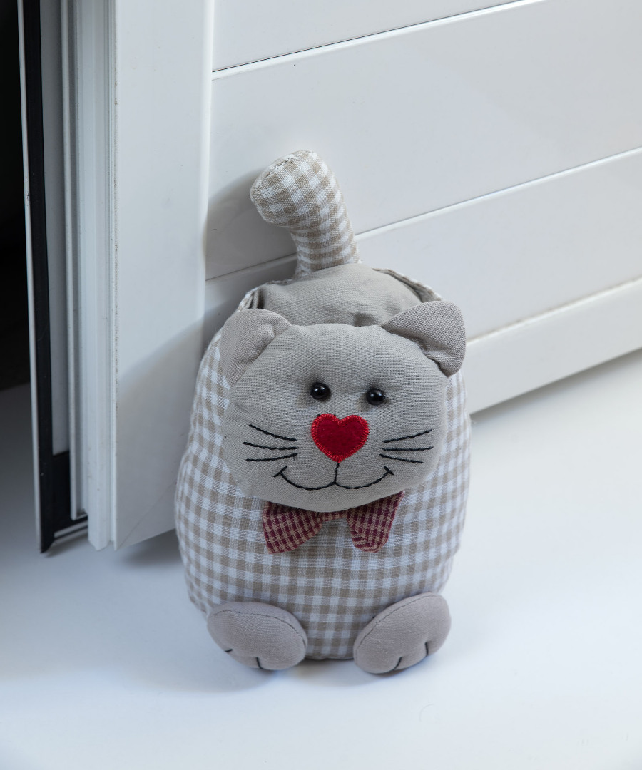 Untitled-2936 Doorstop γάτα (20cm x 25cm) μπέζ SilkFashion - Image 1